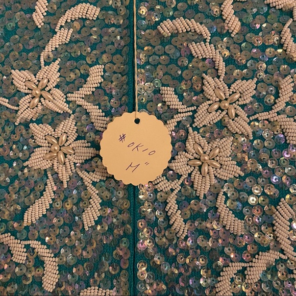 Vintage Blue Bead Stephen Chu Blouse - Picture 6 of 9